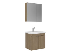 Ensemble Meuble Vasque avec Miroir (2 Pièces) "Desna 60" - 60 x 45 x 58 cm - Oak