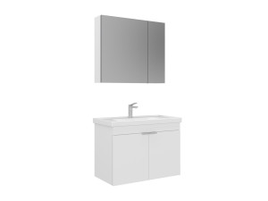 Ensemble Meuble Vasque avec Miroir (2 Pièces) "Desna 80" - 80 x 45 x 58 cm - Matte White