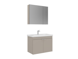 Ensemble Meuble Vasque avec Miroir (2 Pièces) "Desna 80" - 80 x 45 x 58 cm - Sand