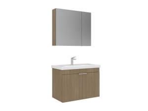 Ensemble Meuble Vasque avec Miroir (2 Pièces) "Desna 80" - 80 x 45 x 58 cm - Oak