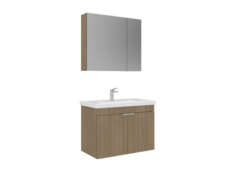 Ensemble Meuble Vasque avec Miroir (2 Pièces) "Desna 80" - 80 x 45 x 58 cm - Oak
