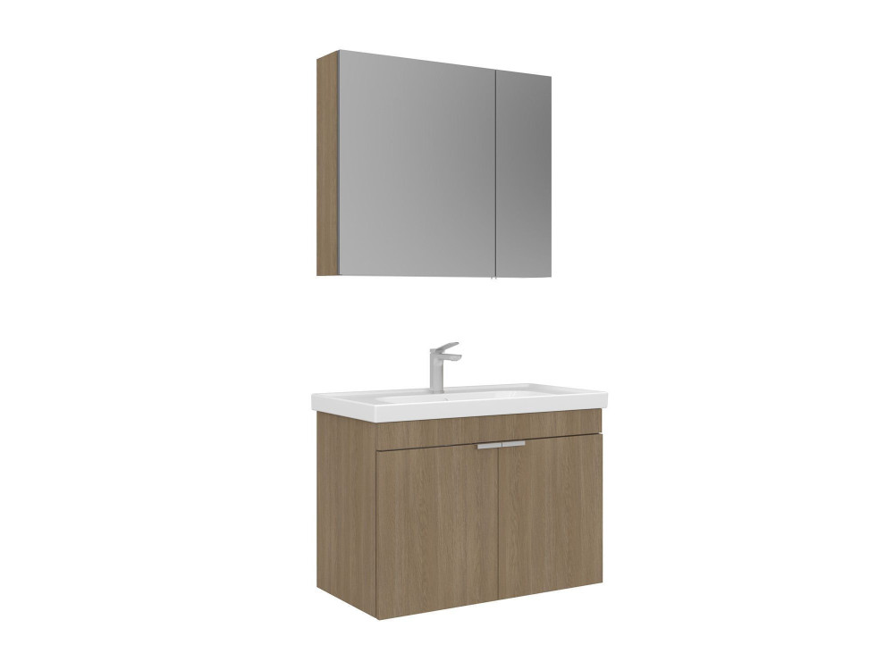 Ensemble Meuble Vasque avec Miroir (2 Pièces) "Desna 80" - 80 x 45 x 58 cm - Oak