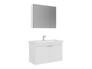 Ensemble Meuble Vasque avec Miroir (2 Pièces) "Desna 90" - 90 x 45 x 58 cm - Matte White