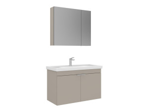 Ensemble Meuble Vasque avec Miroir (2 Pièces) "Desna 90" - 90 x 45 x 58 cm - Sand