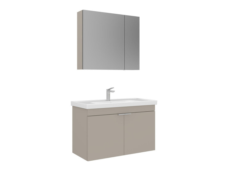 Ensemble Meuble Vasque avec Miroir (2 Pièces) "Desna 90" - 90 x 45 x 58 cm - Sand