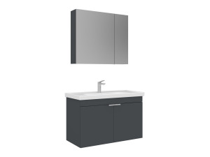 Ensemble Meuble Vasque avec Miroir (2 Pièces) "Desna 90" - 90 x 45 x 58 cm - Matte Anthracite