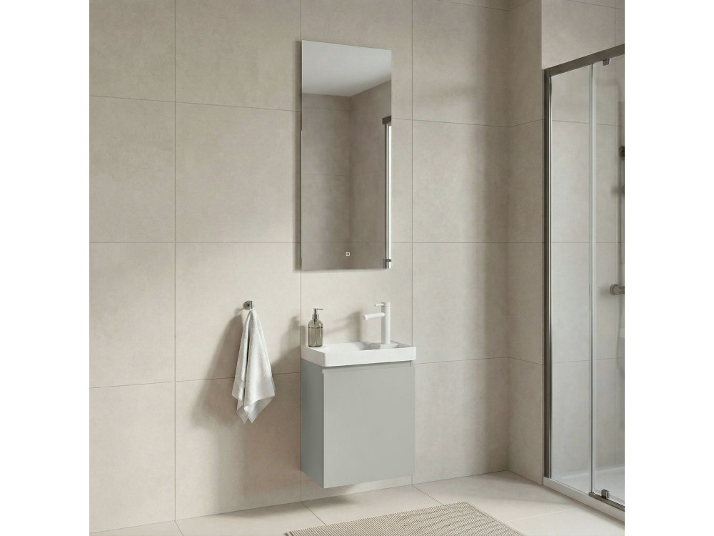 Ensemble Meuble Vasque avec Miroir (2 Pièces) "Ferla 40" - 40 x 22 x 50 cm - Matte Cashmere