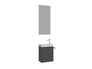 Ensemble Meuble Vasque avec Miroir (2 Pièces) "Ferla 40" - 40 x 22 x 50 cm - Matte Anthracite