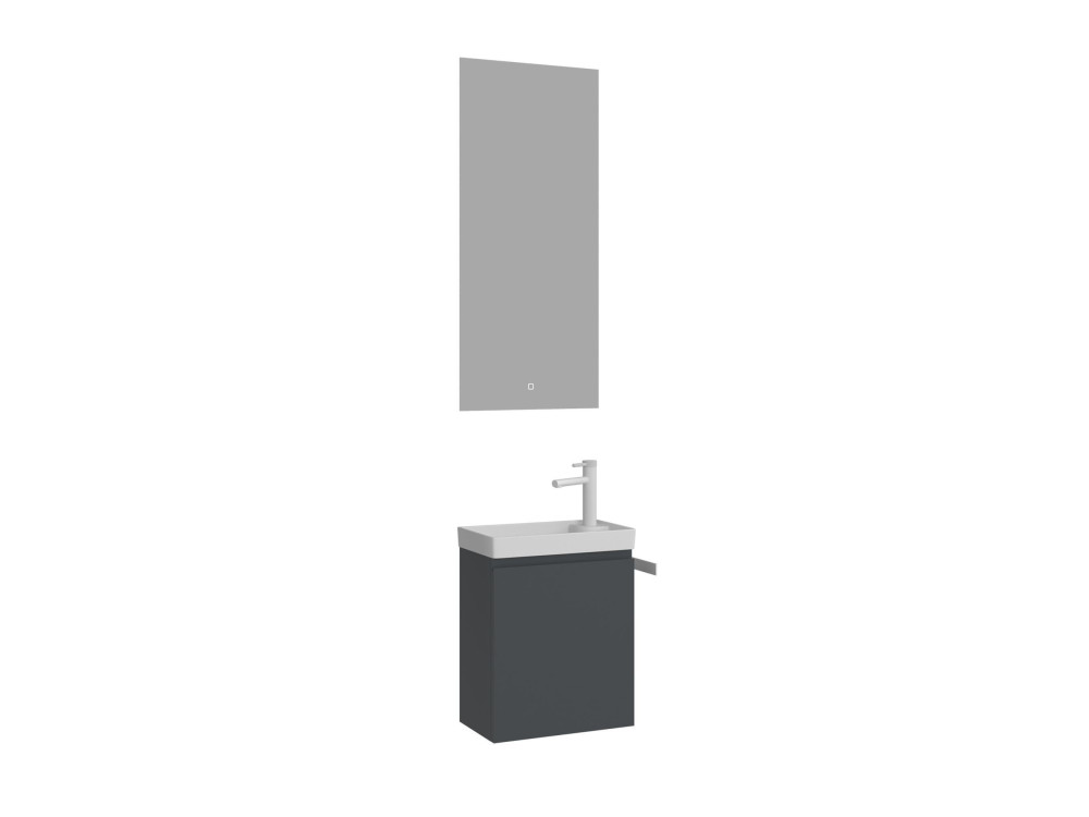 Ensemble Meuble Vasque avec Miroir (2 Pièces) "Ferla 40" - 40 x 22 x 50 cm - Matte Anthracite