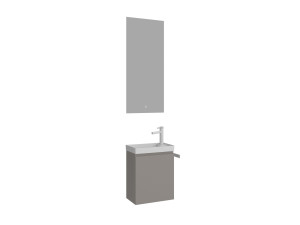 Ensemble Meuble Vasque avec Miroir (2 Pièces) "Ferla 40" - 40 x 22 x 50 cm - Matte Mink