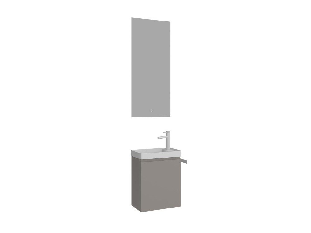 Ensemble Meuble Vasque avec Miroir (2 Pièces) "Ferla 40" - 40 x 22 x 50 cm - Matte Mink
