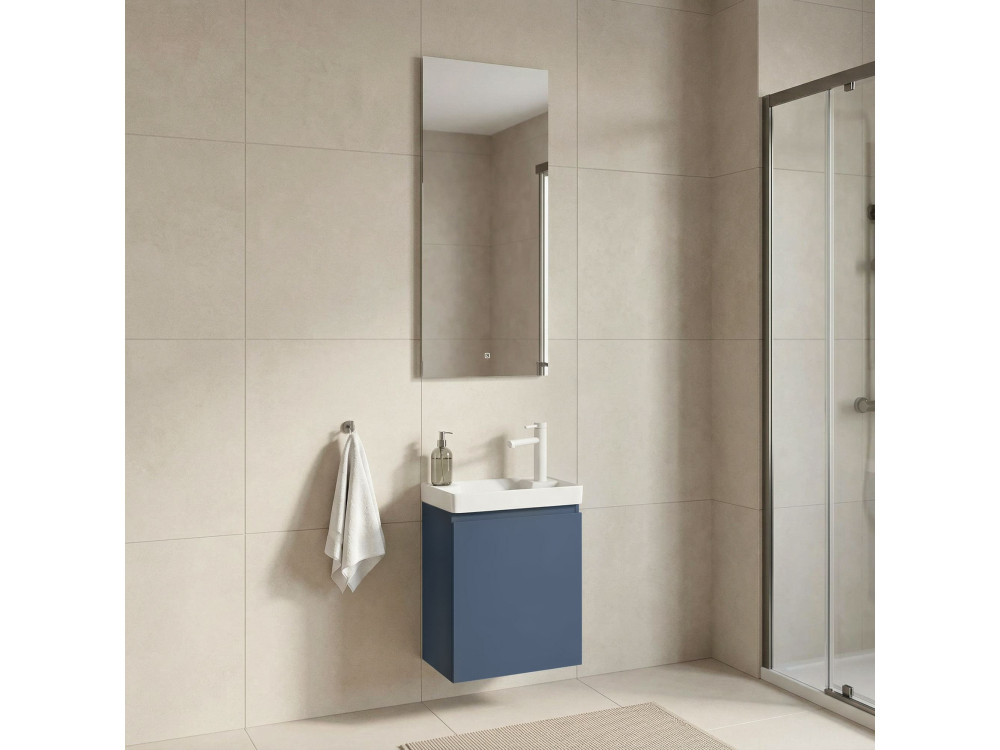 Ensemble Meuble Vasque avec Miroir (2 Pièces) "Ferla 40" - 40 x 22 x 50 cm - Matte Blue