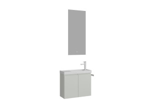 Ensemble Meuble Vasque avec Miroir (2 Pièces) "Ferla 60" - 60 x 22 x 50 cm - Matte Cashmere