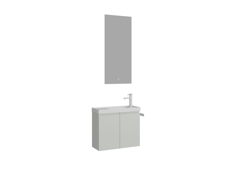 Ensemble Meuble Vasque avec Miroir (2 Pièces) "Ferla 60" - 60 x 22 x 50 cm - Matte Cashmere