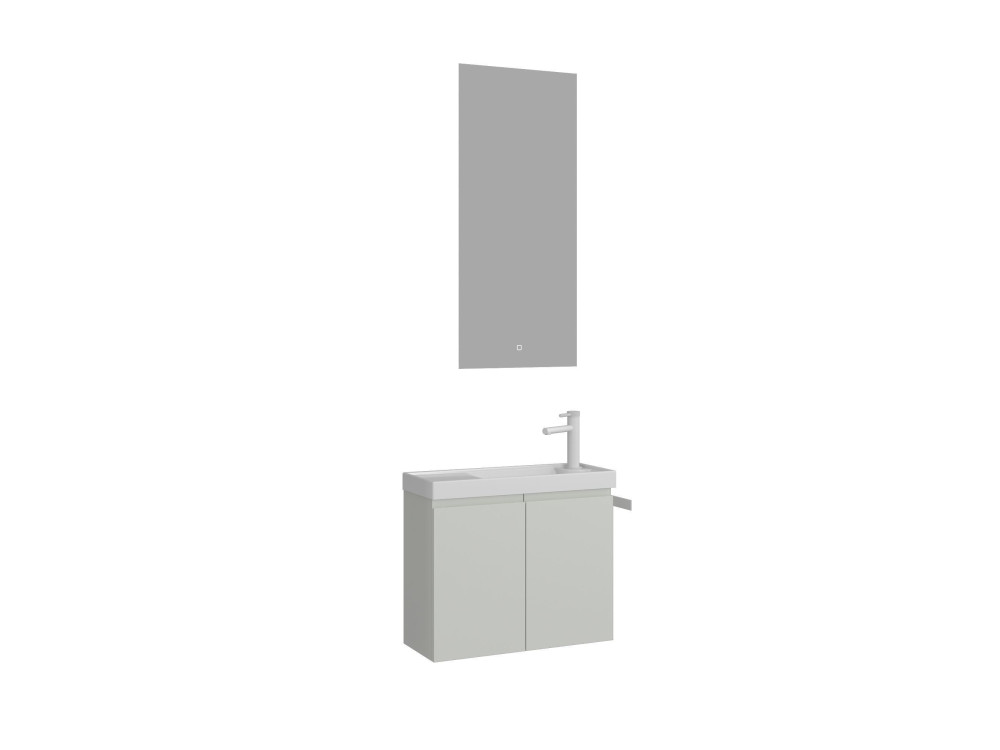 Ensemble Meuble Vasque avec Miroir (2 Pièces) "Ferla 60" - 60 x 22 x 50 cm - Matte Cashmere