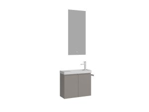 Ensemble Meuble Vasque avec Miroir (2 Pièces) "Ferla 60" - 60 x 22 x 50 cm - Matte Mink