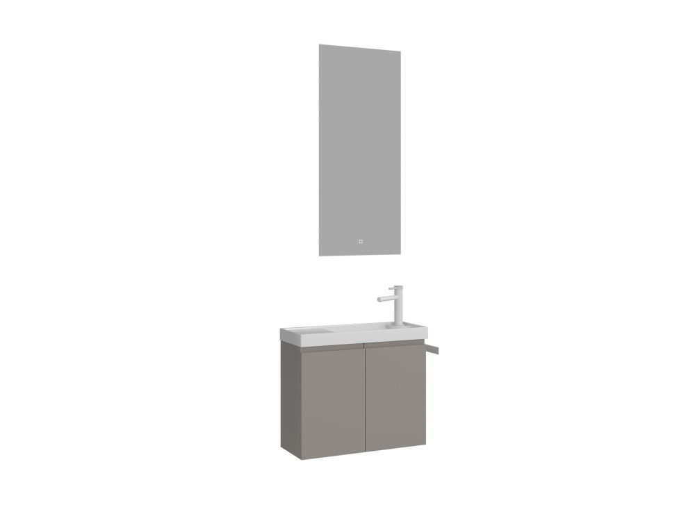 Ensemble Meuble Vasque avec Miroir (2 Pièces) "Ferla 60" - 60 x 22 x 50 cm - Matte Mink