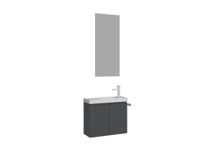 Ensemble Meuble Vasque avec Miroir (2 Pièces) "Ferla 60" - 60 x 22 x 50 cm - Matte Anthracite