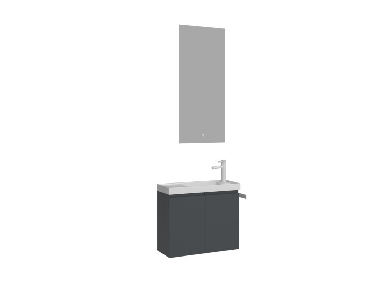 Ensemble Meuble Vasque avec Miroir (2 Pièces) "Ferla 60" - 60 x 22 x 50 cm - Matte Anthracite