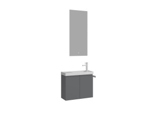 Ensemble Meuble Vasque avec Miroir (2 Pièces) "Ferla 60" - 60 x 22 x 50 cm - Matte Grey