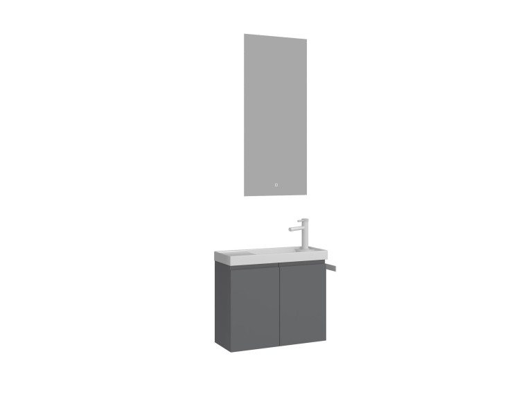 Ensemble Meuble Vasque avec Miroir (2 Pièces) "Ferla 60" - 60 x 22 x 50 cm - Matte Grey
