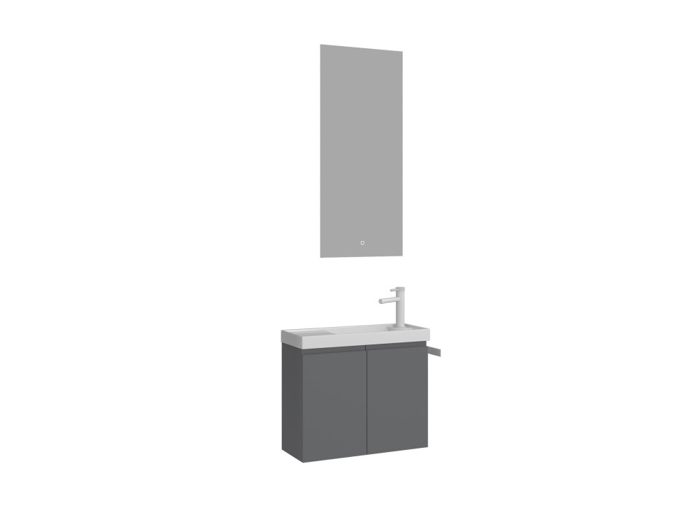 Ensemble Meuble Vasque avec Miroir (2 Pièces) "Ferla 60" - 60 x 22 x 50 cm - Matte Grey