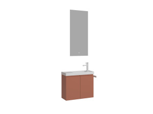 Ensemble Meuble Vasque avec Miroir (2 Pièces) "Ferla 60" - 60 x 22 x 50 cm - Matte Cinnamon