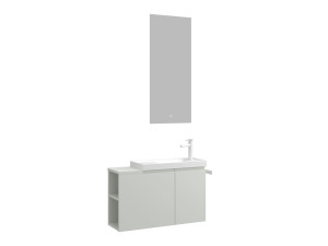 Ensemble Meuble Vasque avec Miroir (2 Pièces) "Ferla 80" - 80 x 22 x 45 cm - Matte Cashmere