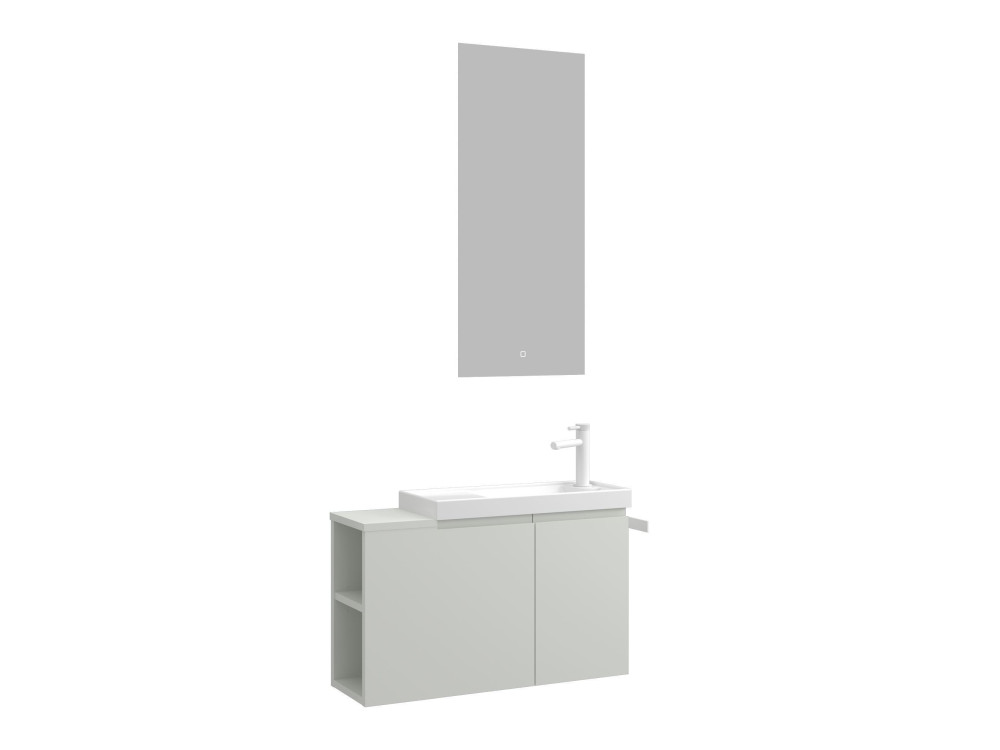 Ensemble Meuble Vasque avec Miroir (2 Pièces) "Ferla 80" - 80 x 22 x 45 cm - Matte Cashmere