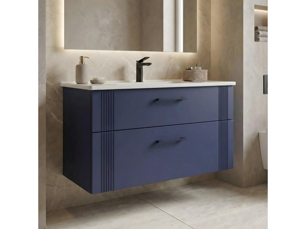 Meuble Vasque "Bari 100 v2" - 100 x 45 x 55 cm - Matte Navy Blue