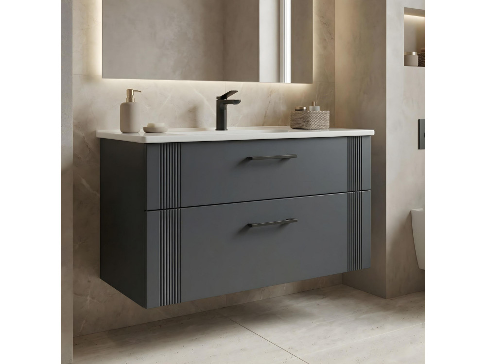 Meuble Vasque "Bari 100 v2" - 100 x 45 x 55 cm - Matte Anthracite