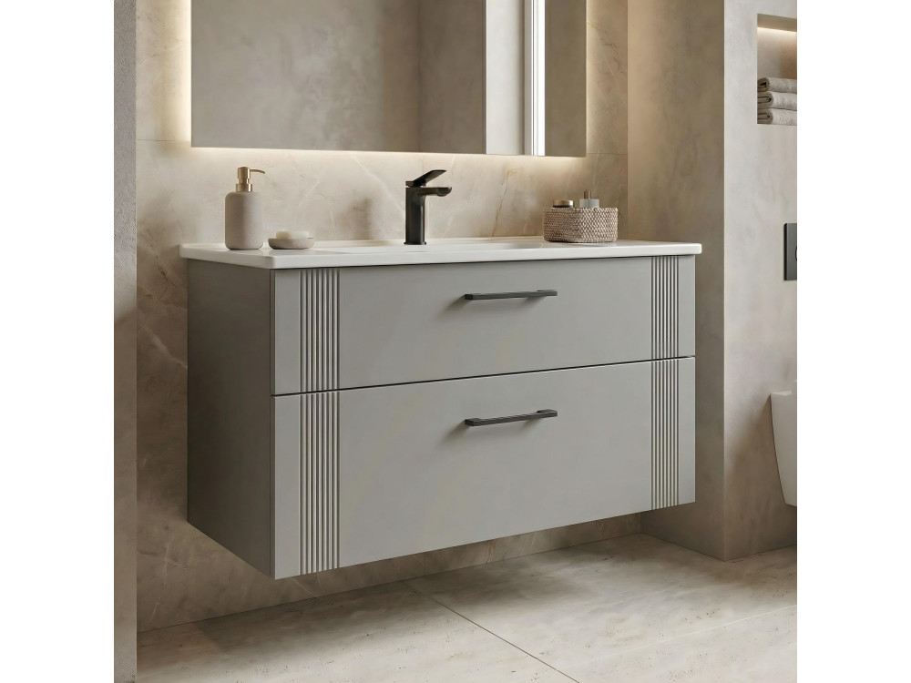 Meuble Vasque "Bari 100 v2" - 100 x 45 x 55 cm - Matte Cashmere