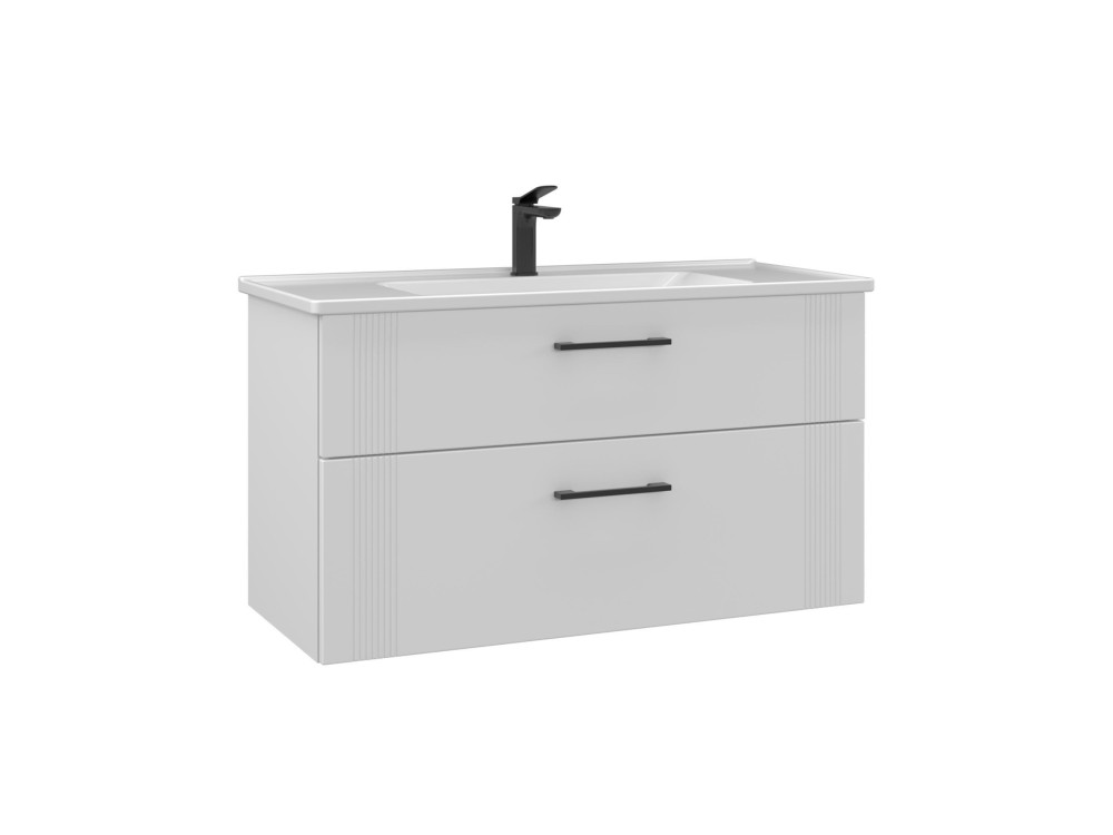 Meuble Vasque "Bari 100 v2" - 100 x 45 x 55 cm - Matte White
