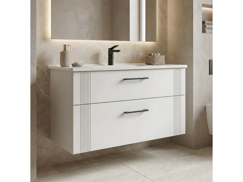 Meuble Vasque "Bari 100 v2" - 100 x 45 x 55 cm - Matte White