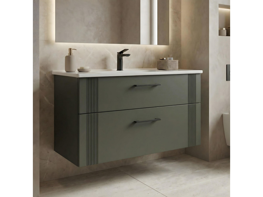 Meuble Vasque "Bari 100 v2" - 100 x 45 x 55 cm - Matte Green