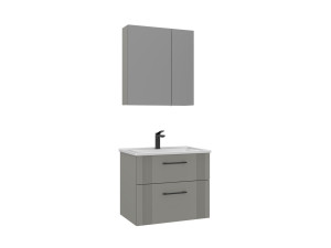 Ensemble Meuble Vasque avec Miroir (2 Pièces) "Bari 65 v2" - 65 x 45 x 55 cm - Matte Cashmere