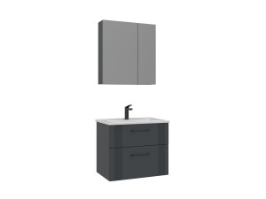 Ensemble Meuble Vasque avec Miroir (2 Pièces) "Bari 65 v2" - 65 x 45 x 55 cm - Matte Anthracite