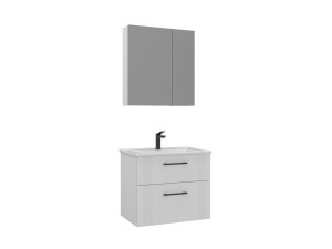 Ensemble Meuble Vasque avec Miroir (2 Pièces) "Bari 65 v2" - 65 x 45 x 55 cm - Matte White