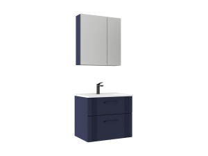 Ensemble Meuble Vasque avec Miroir (2 Pièces) "Bari 65 v2" - 65 x 45 x 55 cm - Matte Navy Blue