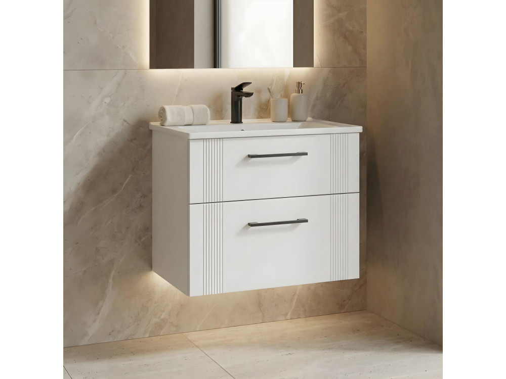 Meuble Vasque "Bari 65 v2" - 65 x 45 x 55 cm - Matte White