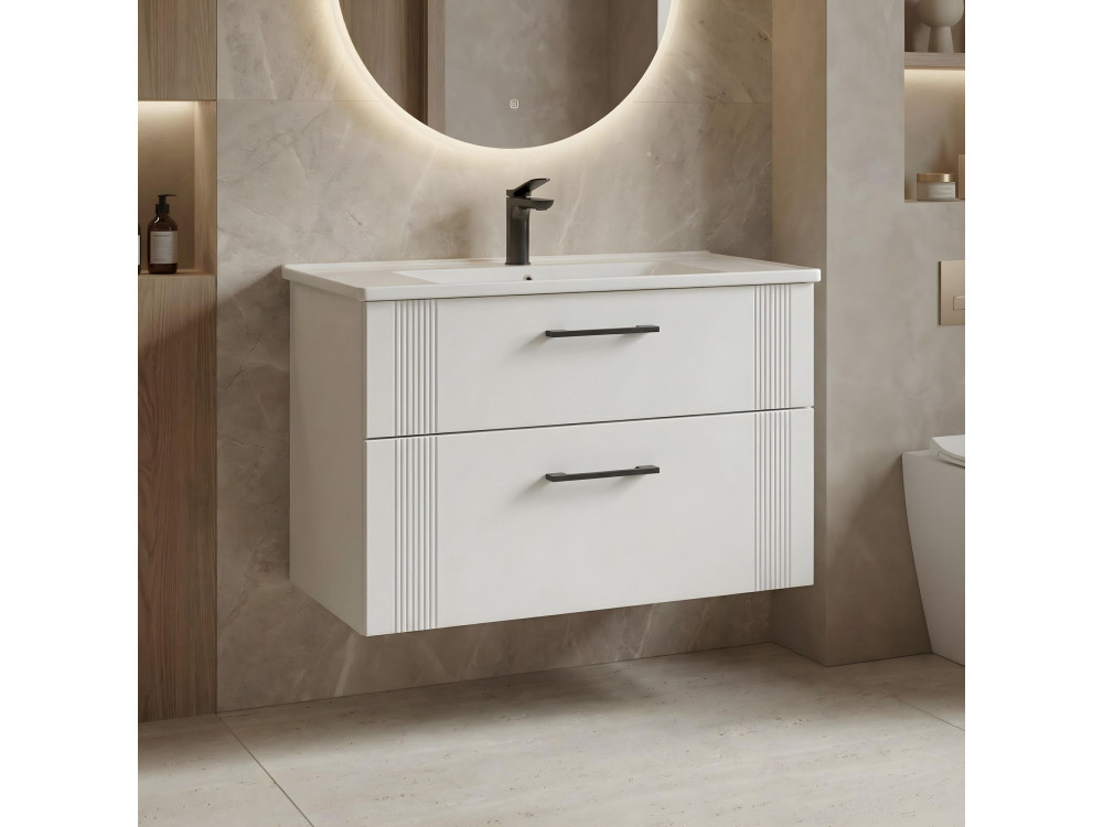 Meuble Vasque "Bari 85 v2" - 85 x 45 x 55 cm - Matte White