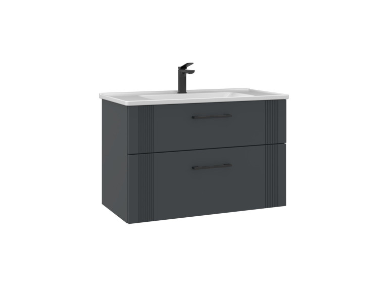 Meuble Vasque "Bari 85 v2" - 85 x 45 x 55 cm - Matte Anthracite
