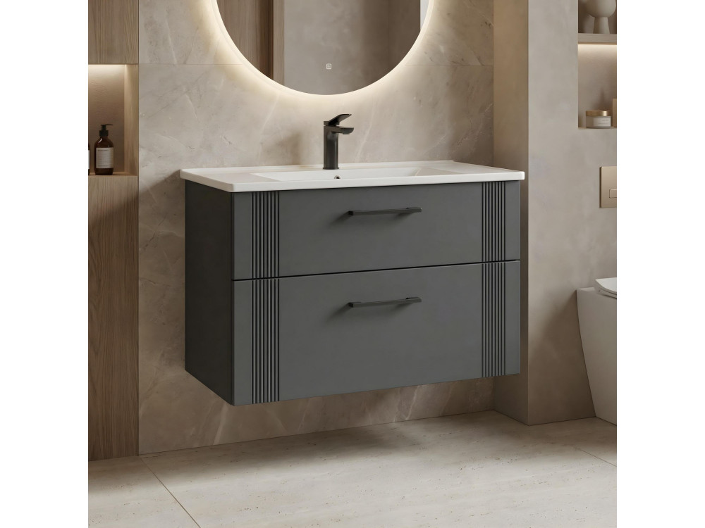 Meuble Vasque "Bari 85 v2" - 85 x 45 x 55 cm - Matte Anthracite