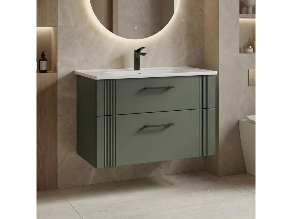 Meuble Vasque "Bari 85 v2" - 85 x 45 x 55 cm - Matte Green