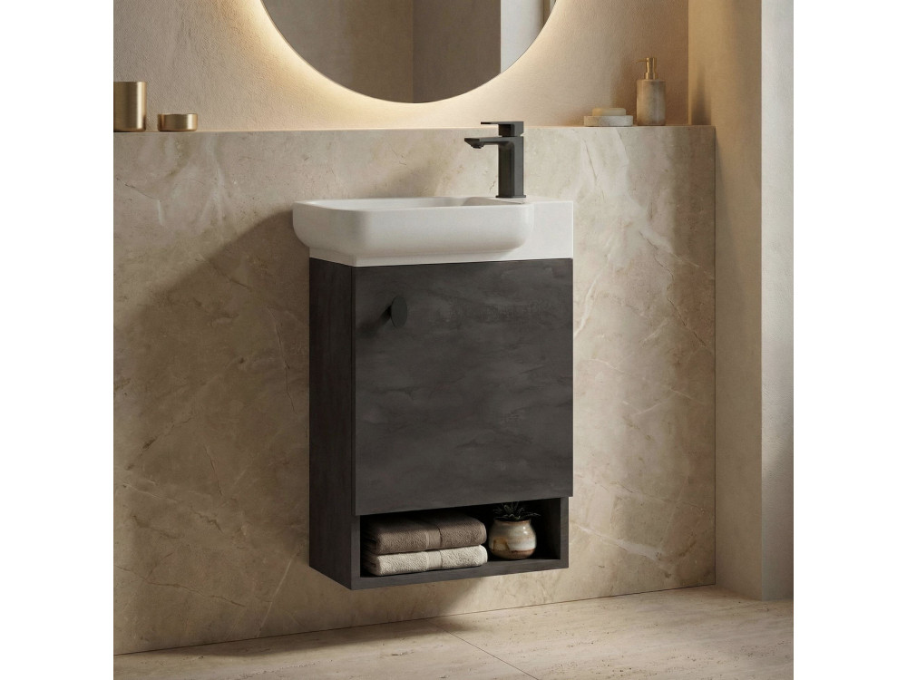 Meuble Vasque "Begonya 55" - 53 x 33 x 75 cm - Anthracite / Ivory