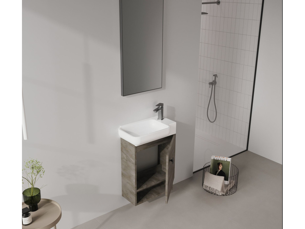 Meuble Vasque "Begonya 55" - 53 x 33 x 75 cm - Anthracite / Ivory