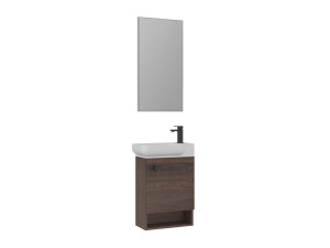 Ensemble Meuble Vasque avec Miroir (2 Pièces) "Begonya 55" - 53 x 33 x 75 cm - Walnut