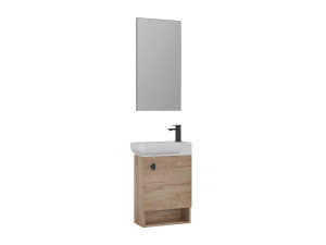 Ensemble Meuble Vasque avec Miroir (2 Pièces) "Begonya 55" - 53 x 33 x 75 cm - Oak