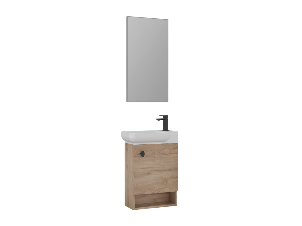 Ensemble Meuble Vasque avec Miroir (2 Pièces) "Begonya 55" - 53 x 33 x 75 cm - Oak