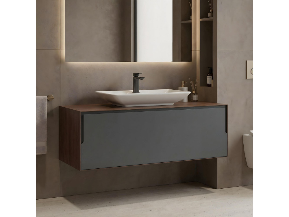 Meuble Vasque "Craft 120" - 120 x 50 x 40 cm - Walnut / Anthracite